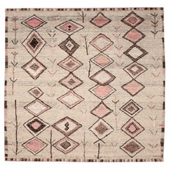Indien Marokkanisch Over Size Teppich - Wolle Braun Elfenbein Rosa Design - 94518