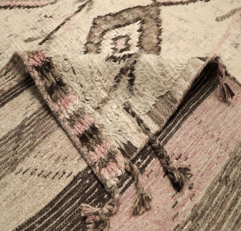 Indiano Tappeto India Moroccan Over Size - Lana Marrone Avorio Rosa Design - 94525 in vendita