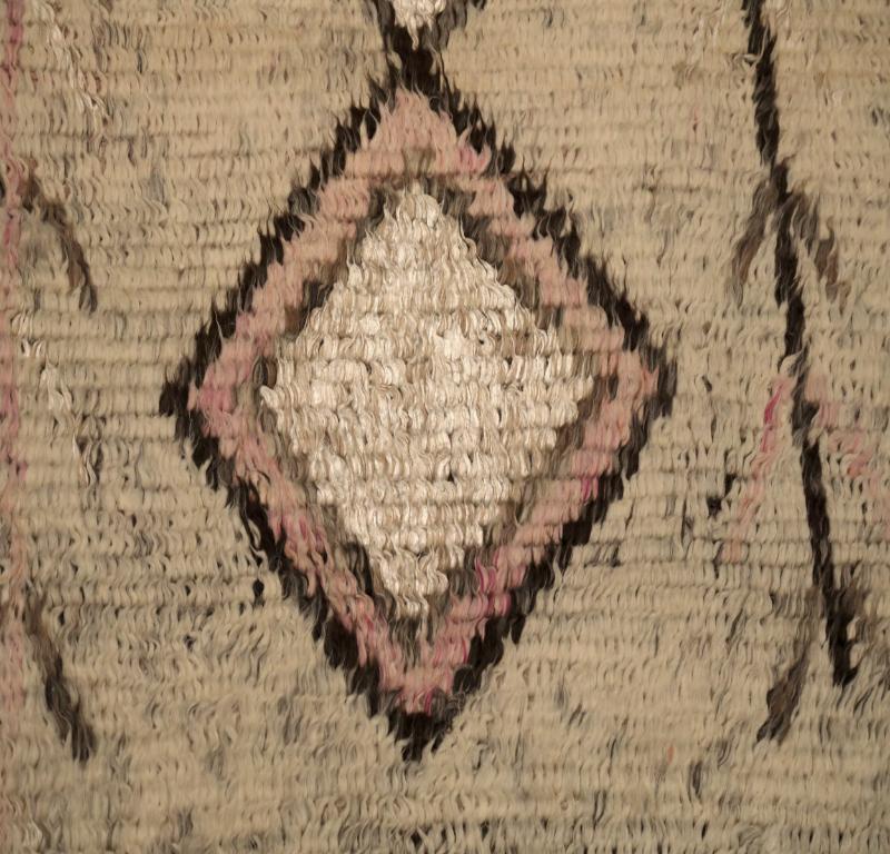 Annodato a mano Tappeto India Moroccan Over Size - Lana Marrone Avorio Rosa Design - 94525 in vendita