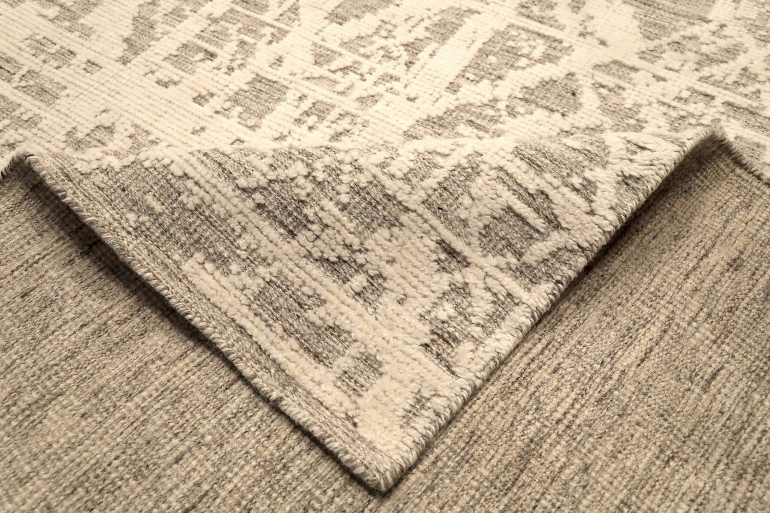 Indiano Tappeto India Moroccan Over Size - Lana Marrone Avorio Taupe Design - 96603 in vendita