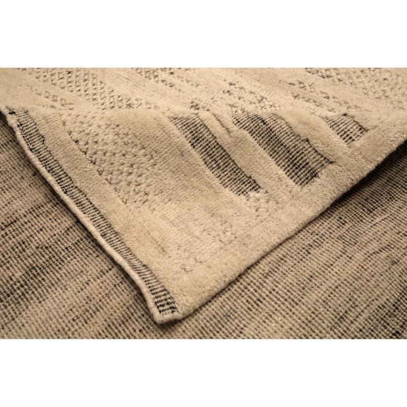 Indien Marokkanisch Over Size Teppich - Wolle Grau Elfenbein Design - 94444 (Indisch) im Angebot