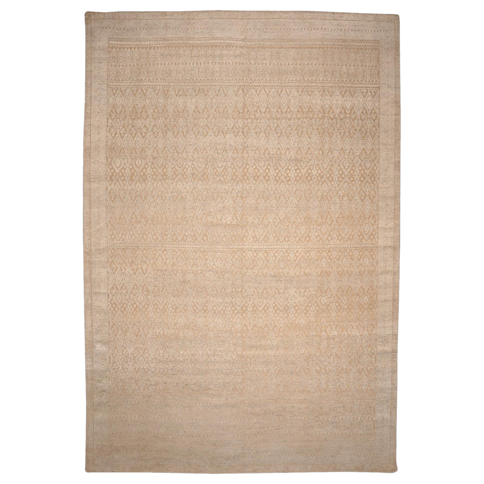 Indien Marokkanisch Over Size Teppich - Wolle Elfenbein Design - 96567