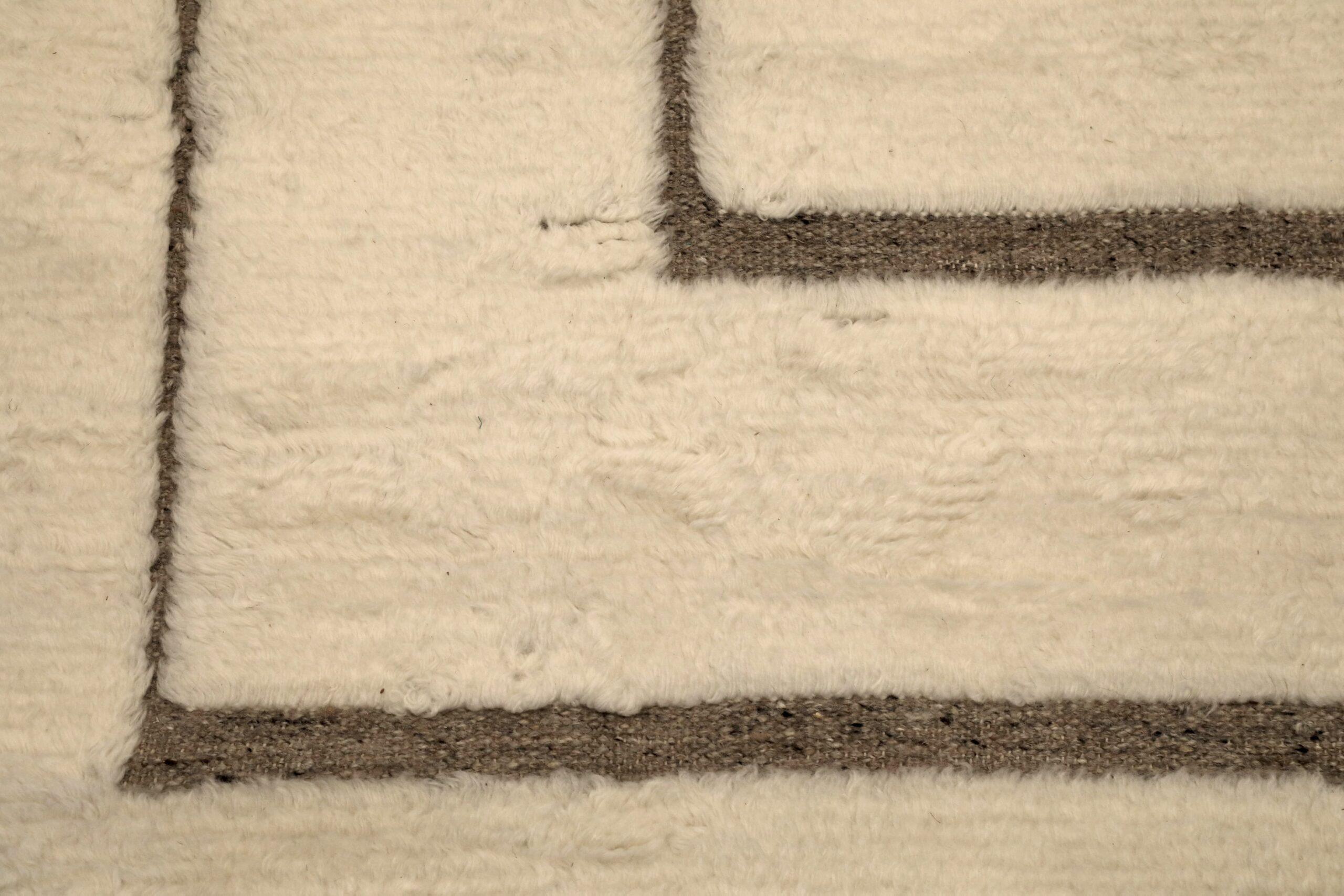 Indien Marokkanisch Over Size Teppich - Wolle Elfenbein Design - 96586 im Zustand „Hervorragend“ im Angebot in Dallas, TX