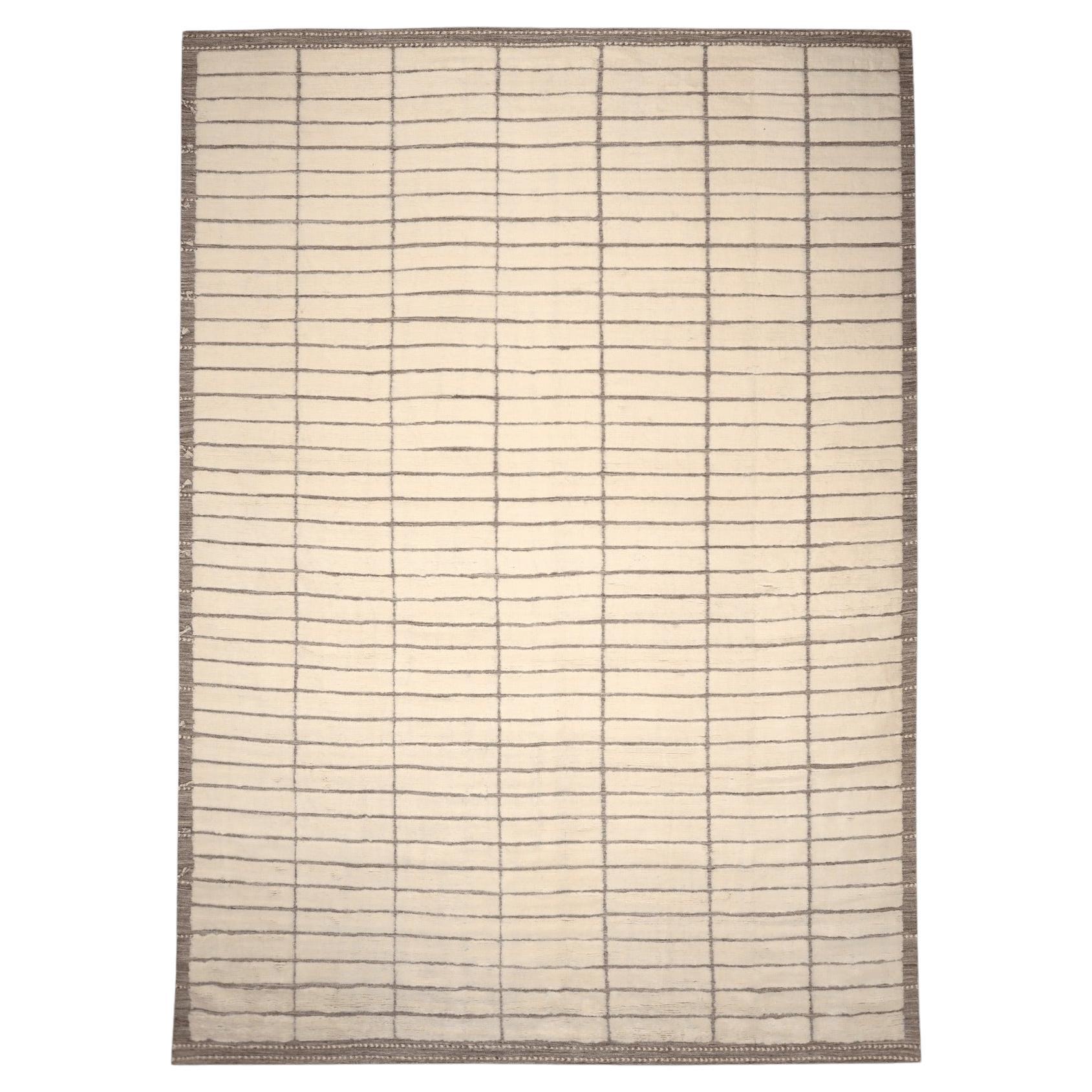 Tappeto India Moroccan Over Size - Disegno in lana e avorio - 96593