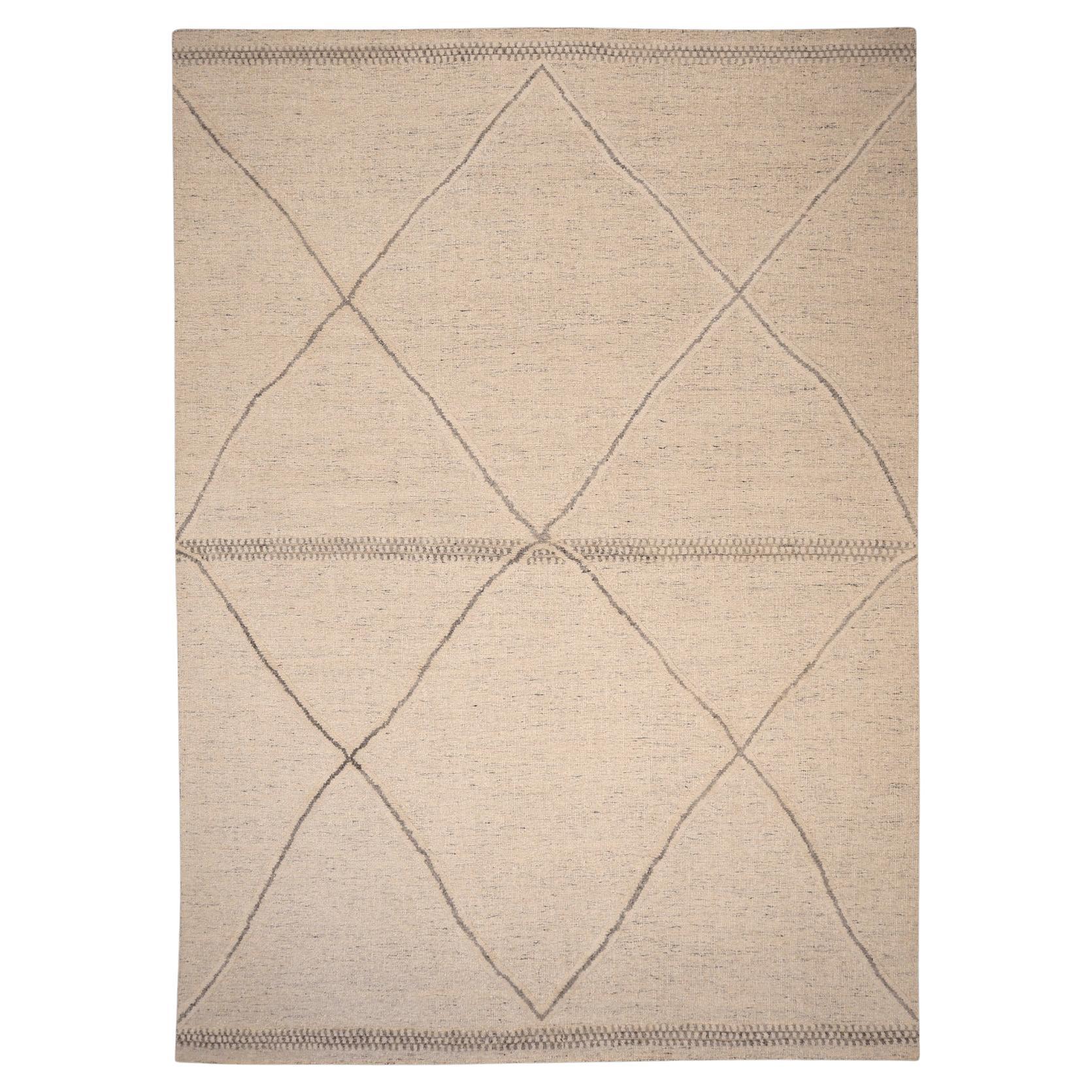 Indien Marokkanisch Over Size Teppich - Wolle Elfenbein Design - 96601