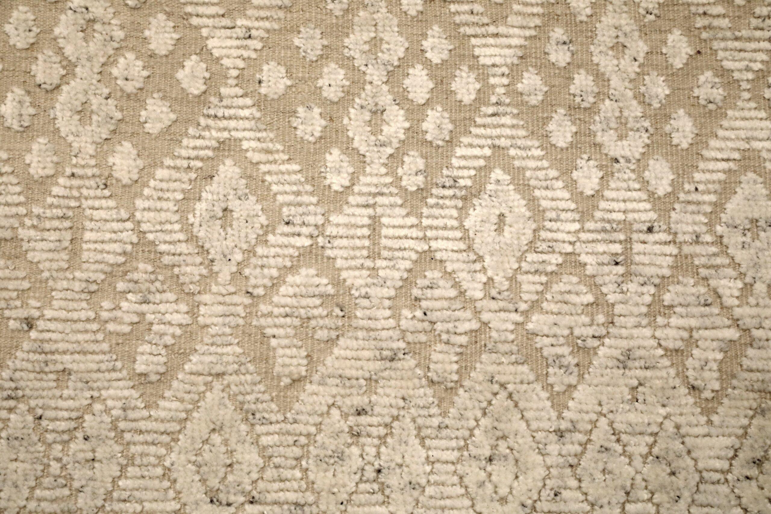 Indien Marokkanisch Over Size Teppich - Wolle Elfenbein Taupe Design - 96578 im Zustand „Hervorragend“ im Angebot in Dallas, TX