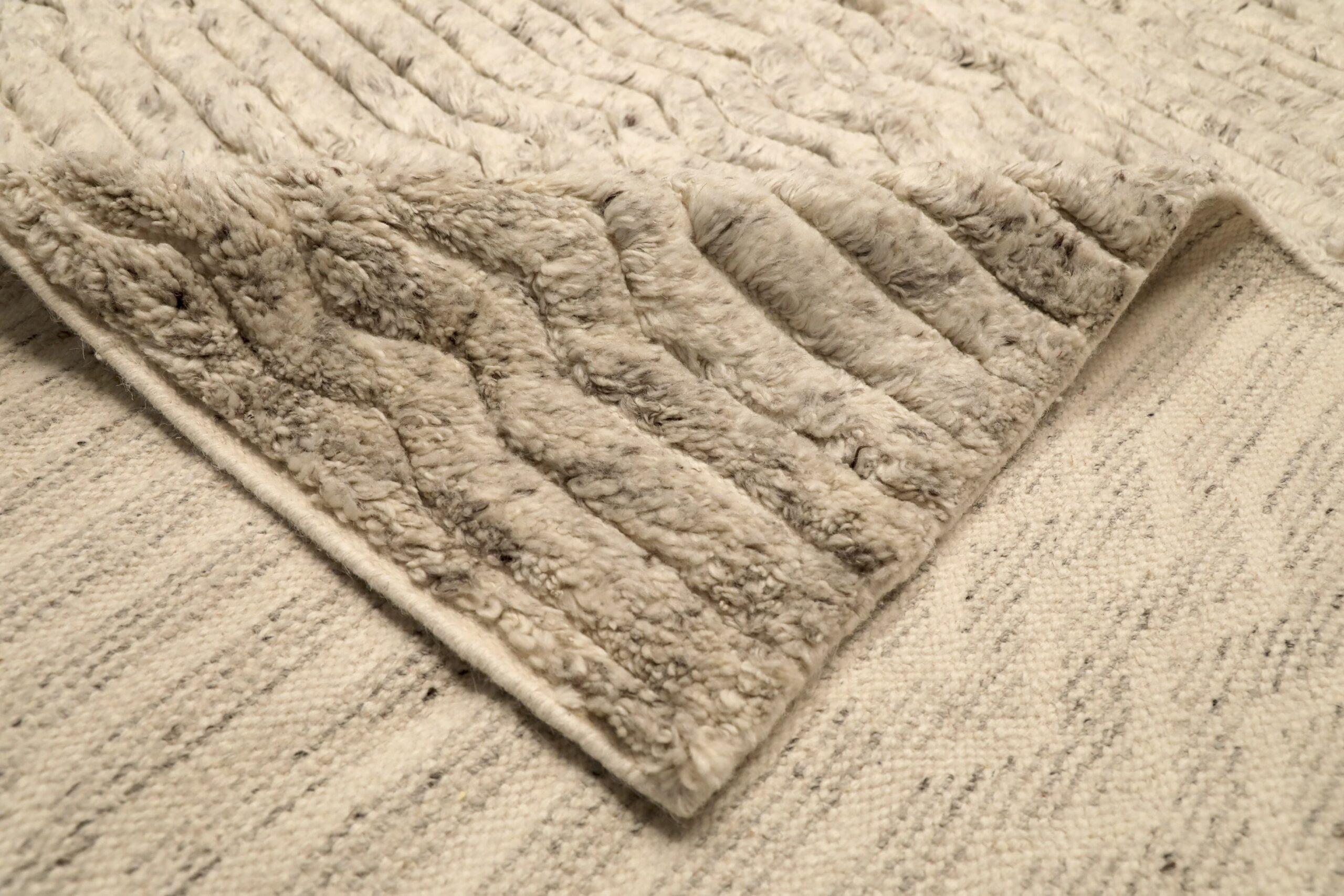 Alfombra Marroquí India - Diseño Lana Marfil Topo - 96580 Moderno en venta