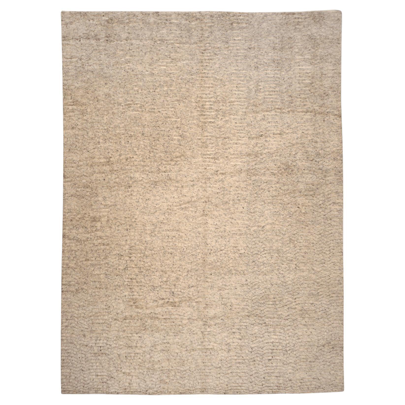 India Moroccan Over Size Rug - Wool Ivory Taupe Design - 96580