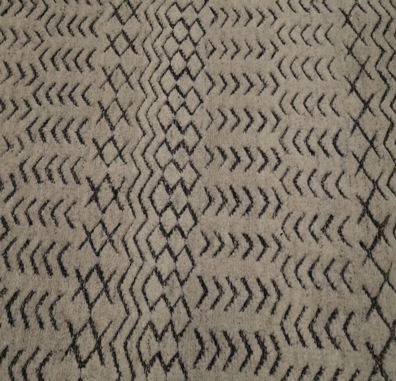 Indien Marokko Läufer Teppich CIRCA 1990 - Wolle Braun Elfenbein Design - 99531 (Stammeskunst) im Angebot