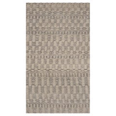 India Moroccan Runner Rug Circa 1990 - Wool Brown Ivory Design - 99531