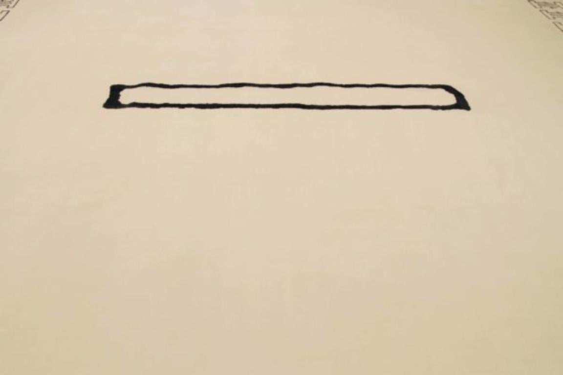 Moderne India Mydew Zored Over Size Rug Circa 1990 - Wool Black Ivory Design - 91783 en vente