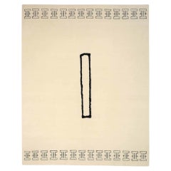 India Mydew Zored Over Size Rug Circa 1990 - Wool Black Ivory Design - 91783