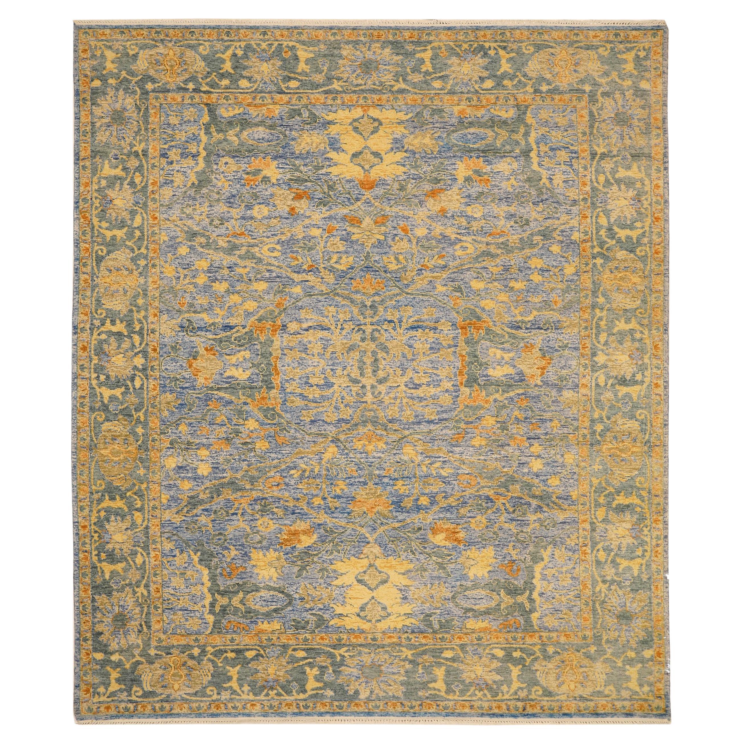 Indien Oushak Bereich Teppiche - Wolle Blau Grau Orange Gelb Design - 93835