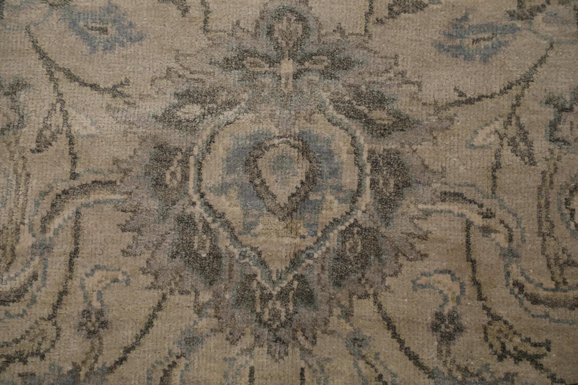 Oushak-Teppiche Indiens - Wolle Blau Grün Elfenbein Design - 94172 im Zustand „Hervorragend“ im Angebot in Dallas, TX