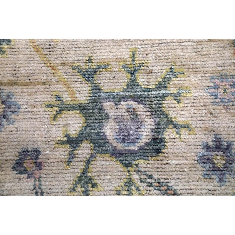 Oushak-Teppiche Indiens - Wolle Blau Elfenbein Rosa Design - 94536 (Indisch) im Angebot
