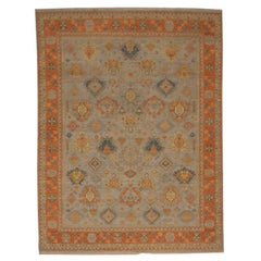 Tappeti India Oushak - Lana Blu Arancione - 96617