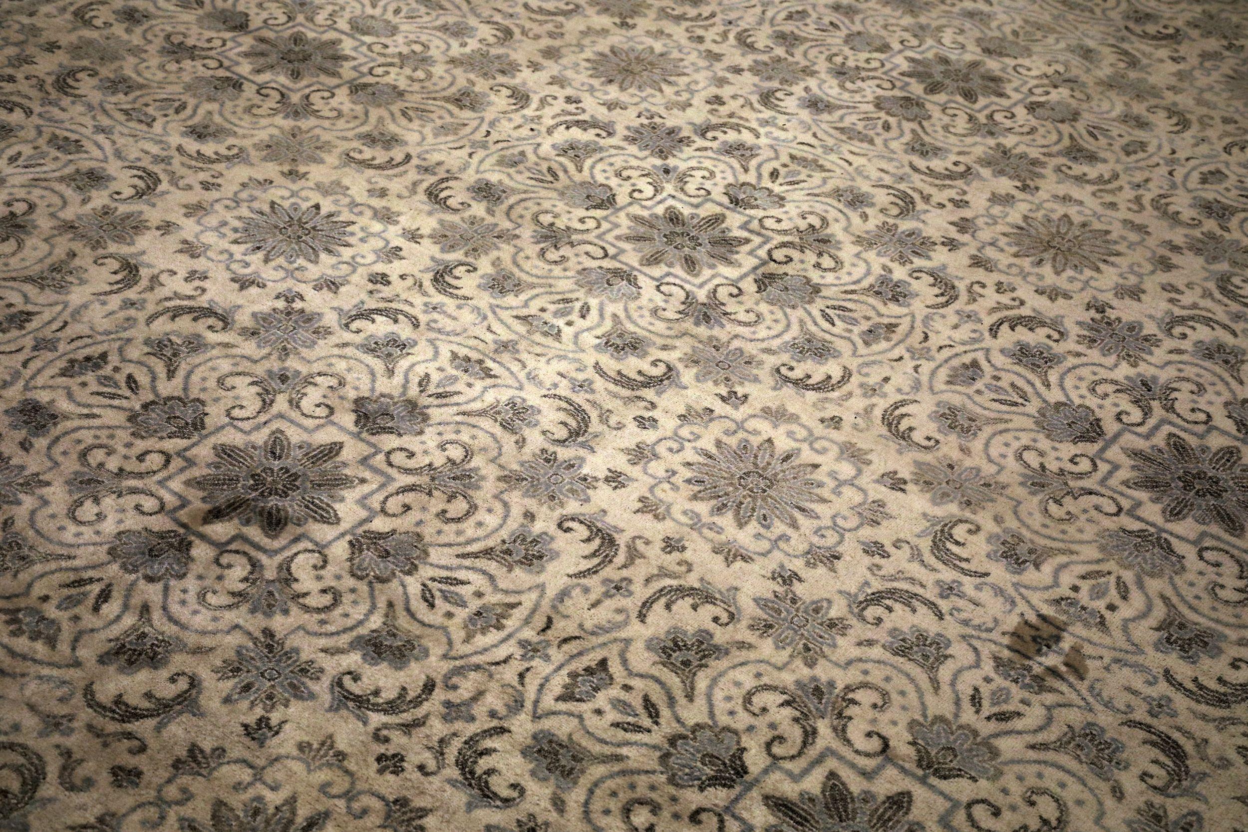 Indien Oushak Bereich Teppiche - Wolle Brown Elfenbein Design - 94171 (Moderne) im Angebot