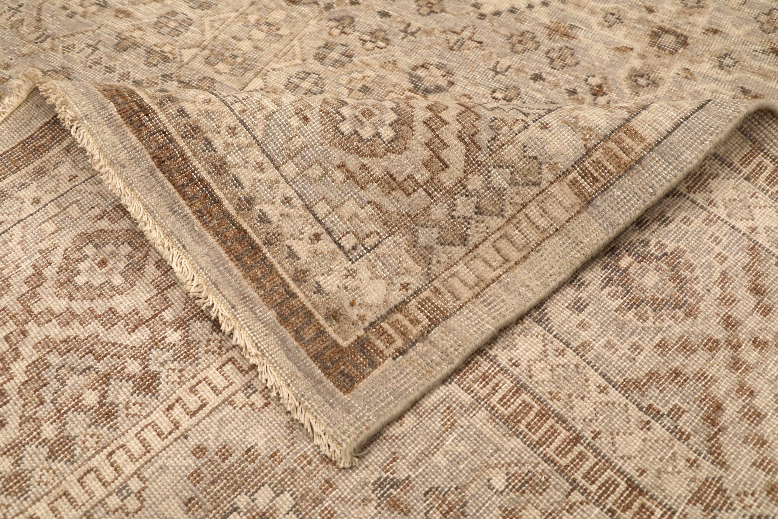 Indien Oushak Bereich Teppiche - Wolle Brown Elfenbein Design - 96605 (Indisch) im Angebot