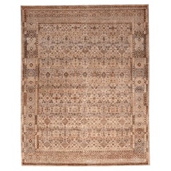 India Oushak Area Rugs - Wool Brown Ivory Design - 96605