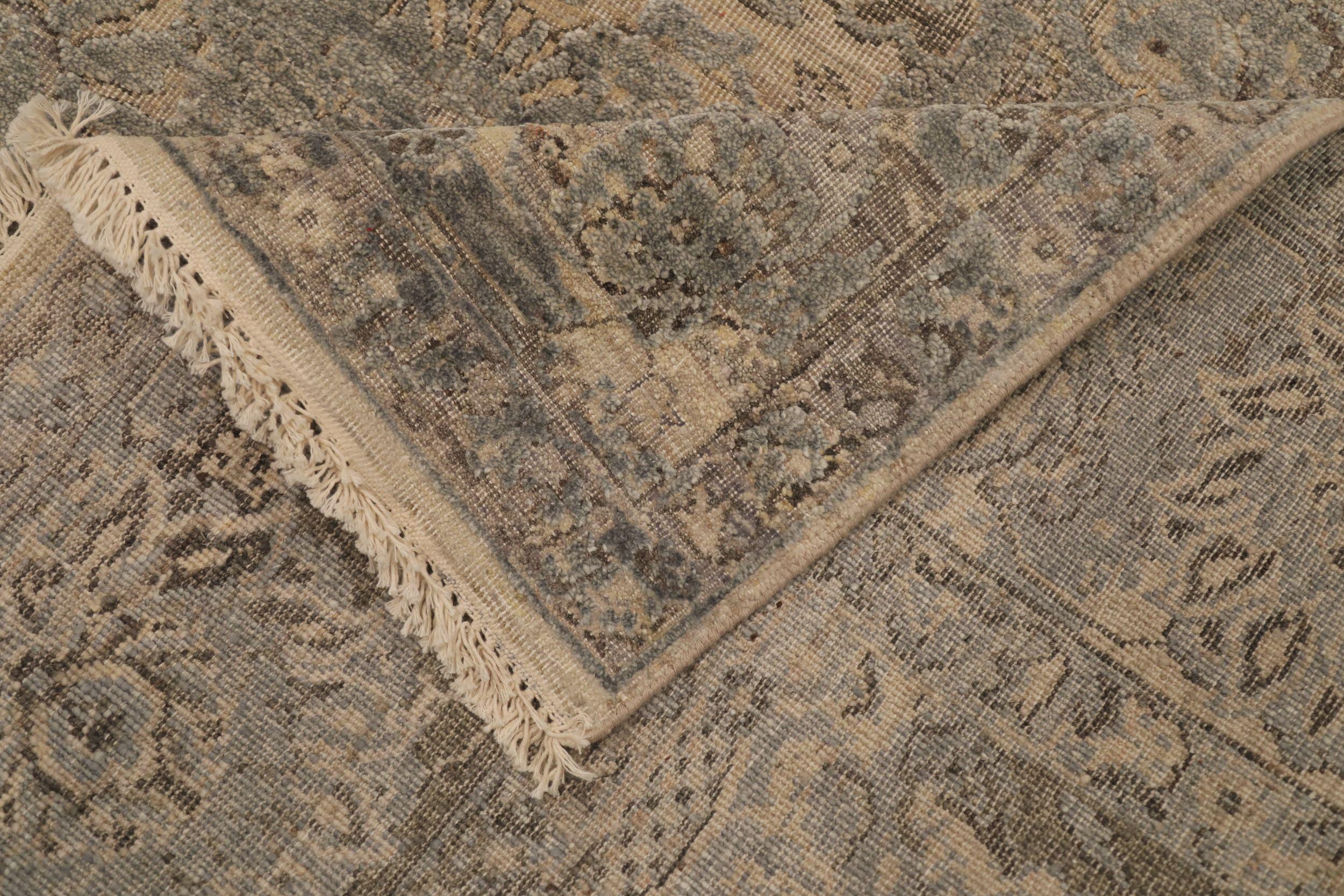 Modern India Oushak Area Rugs - Wool Brown Ivory Taupe Design - 93784 For Sale