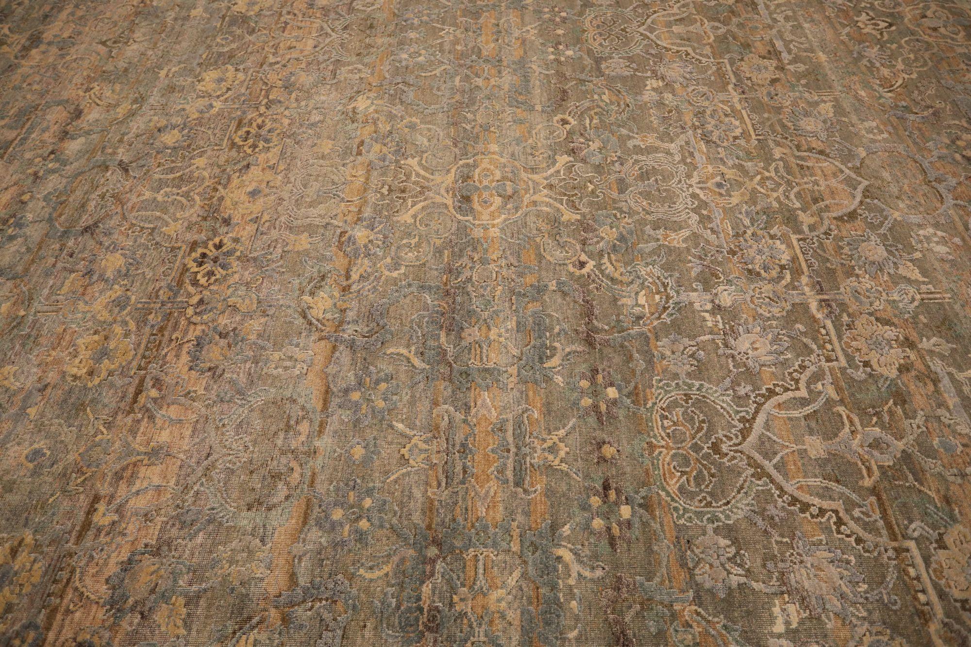Descubre la elegancia de la India Oushak con las alfombras de área de Circa 1880. Diseñado con lana y marrón-marfil-amarillo, este diseño exclusivo es perfecto para realzar tu espacio.