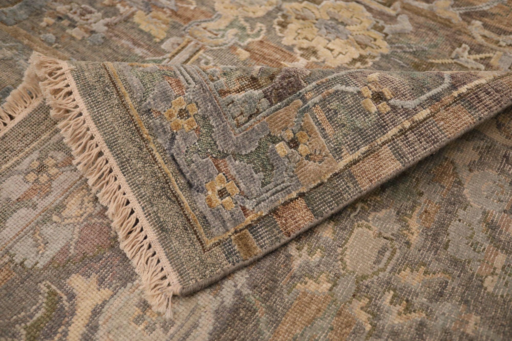 India Oushak Alfombras - Lana Marrón Marfil Diseño Amarillo - 93570 en Excelente estado para la venta en Dallas, TX