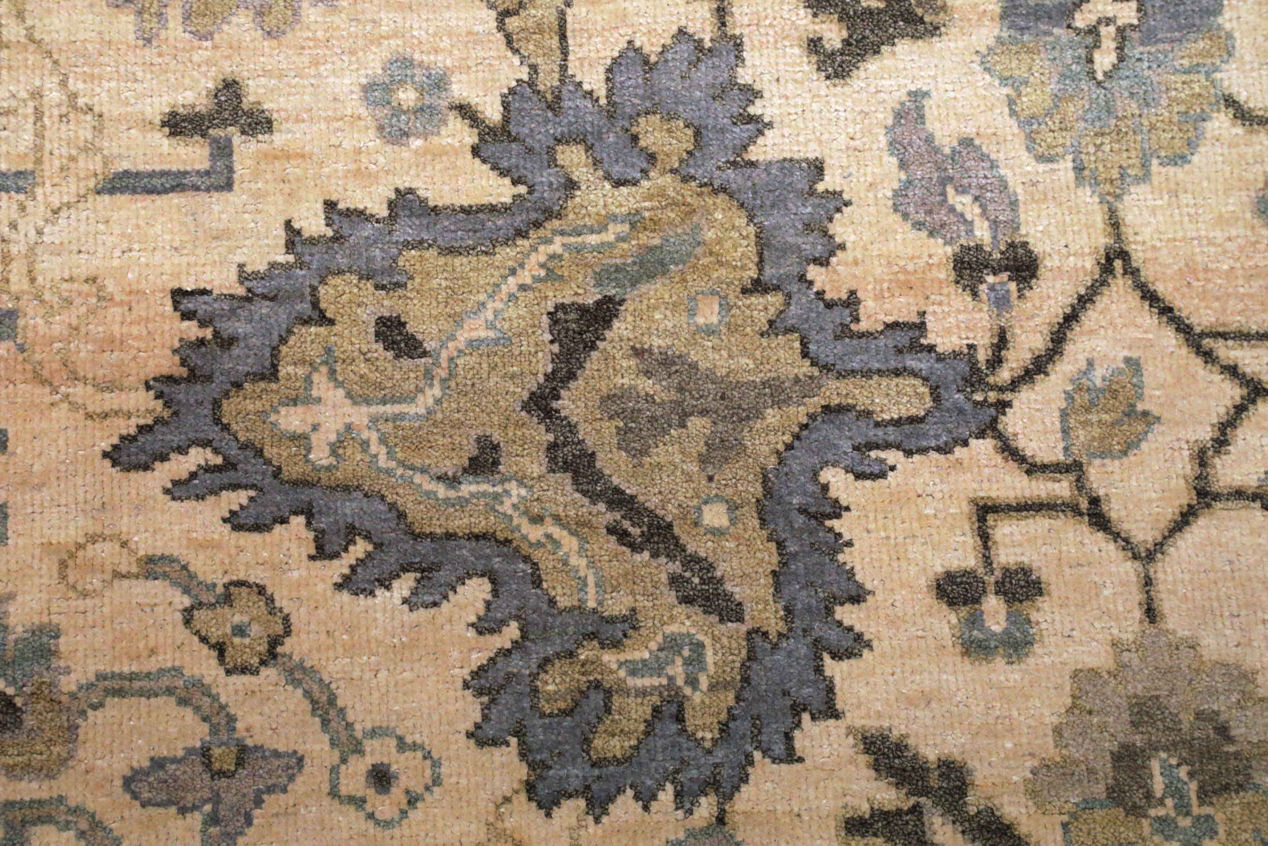 India Oushak Area Rugs - Wool Brown Yellow Design - 94167 In Excellent Condition For Sale In Dallas, TX