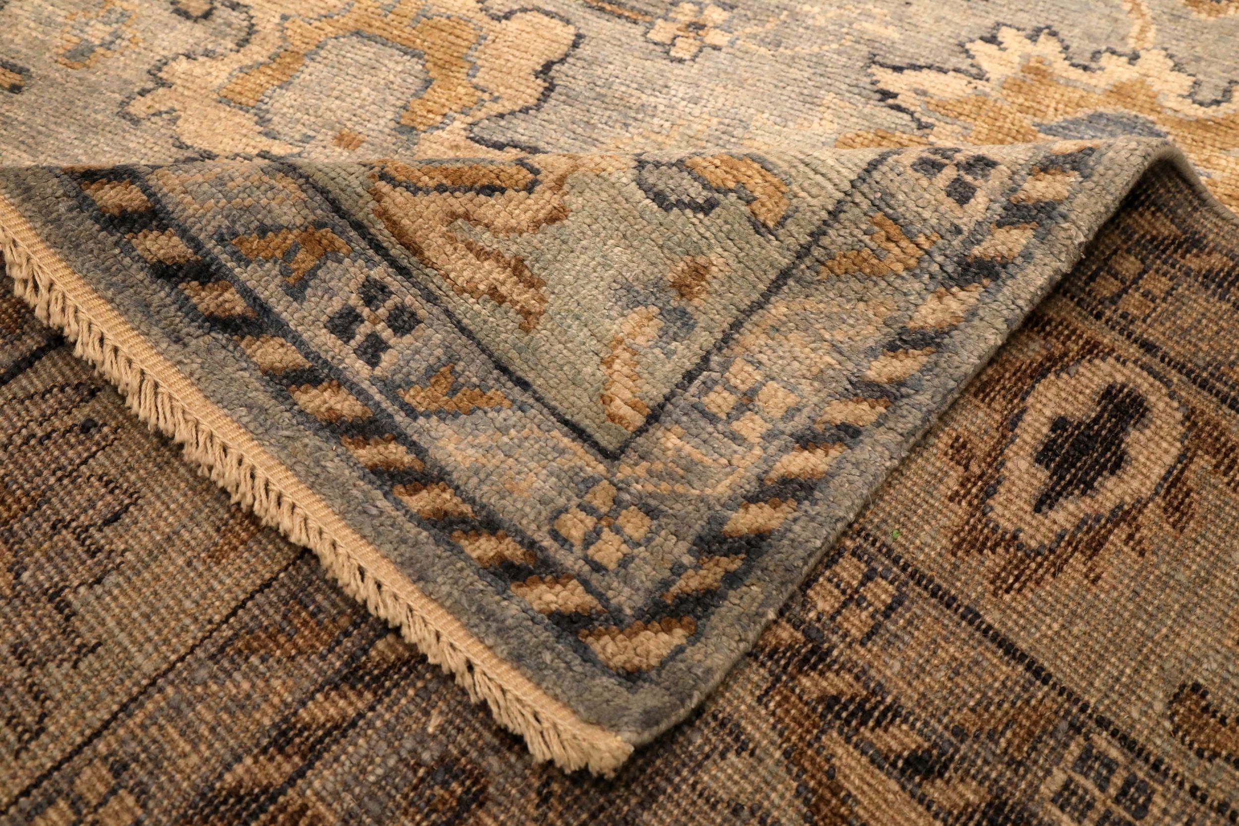 Indien Oushak Bereich Teppiche - Wolle Grau Elfenbein Gelb Design - 94097 (Indisch) im Angebot