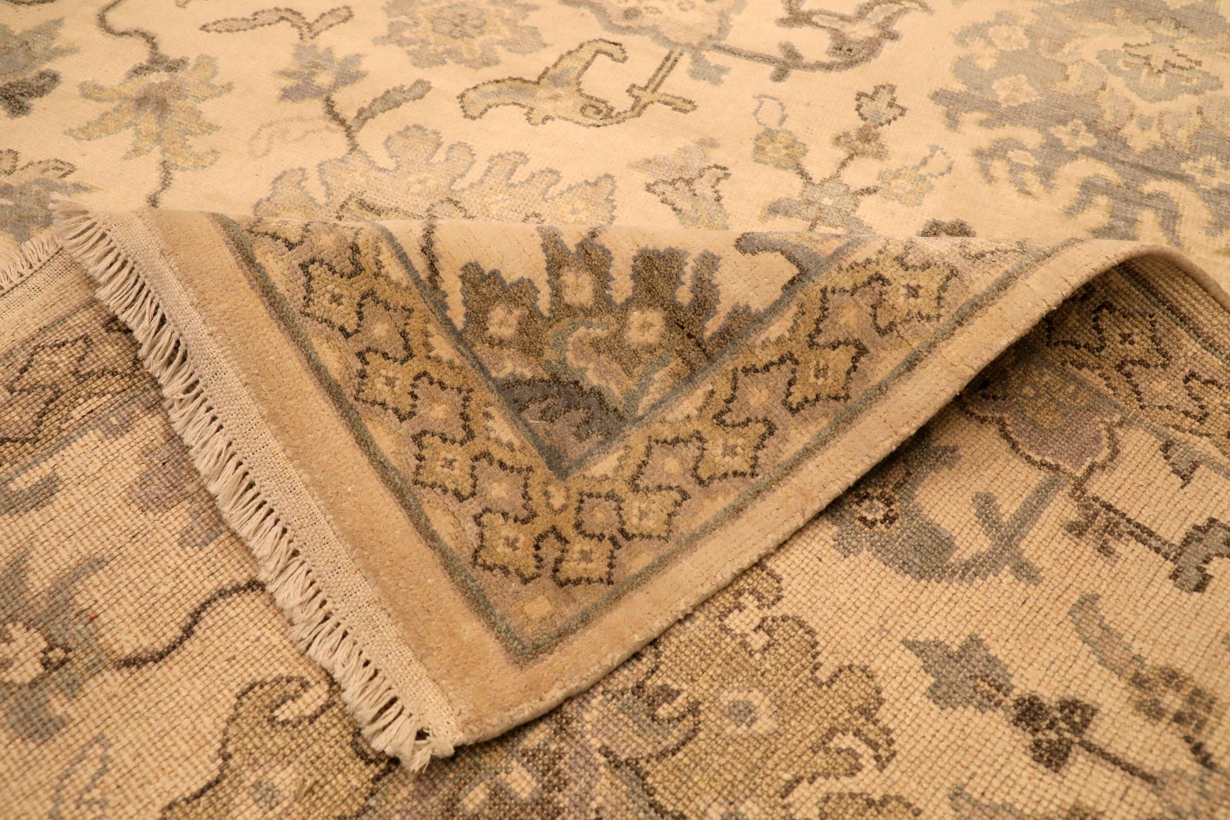 Oushak-Teppiche aus Indien - Wolle in elfenbeinfarbenem Design - 94103 (Indisch) im Angebot