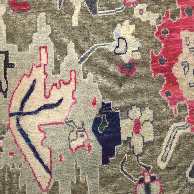 Oushak Indien Oushak-Teppiche - Wolle Elfenbein Rosa Taupe Design - 94147 (Handgeknüpft) im Angebot