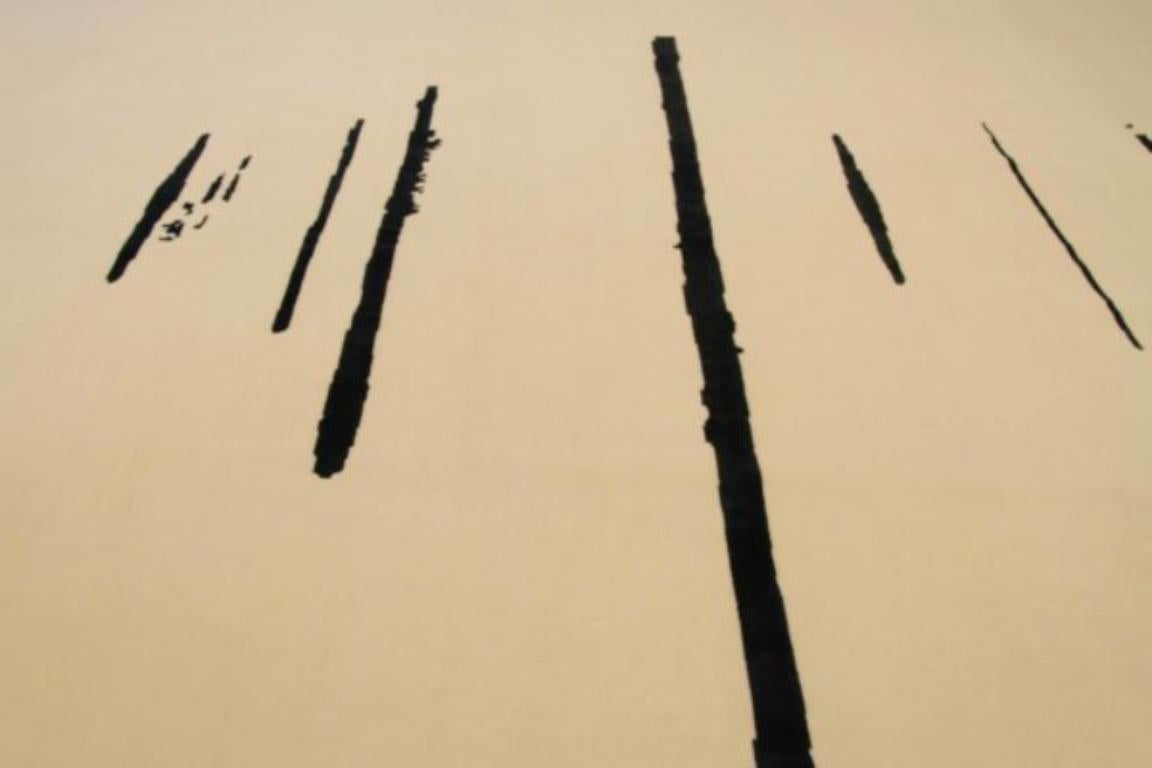 Moderne Tapis Inde Circa 1990 - Laine Noir Design/One - 91725 en vente