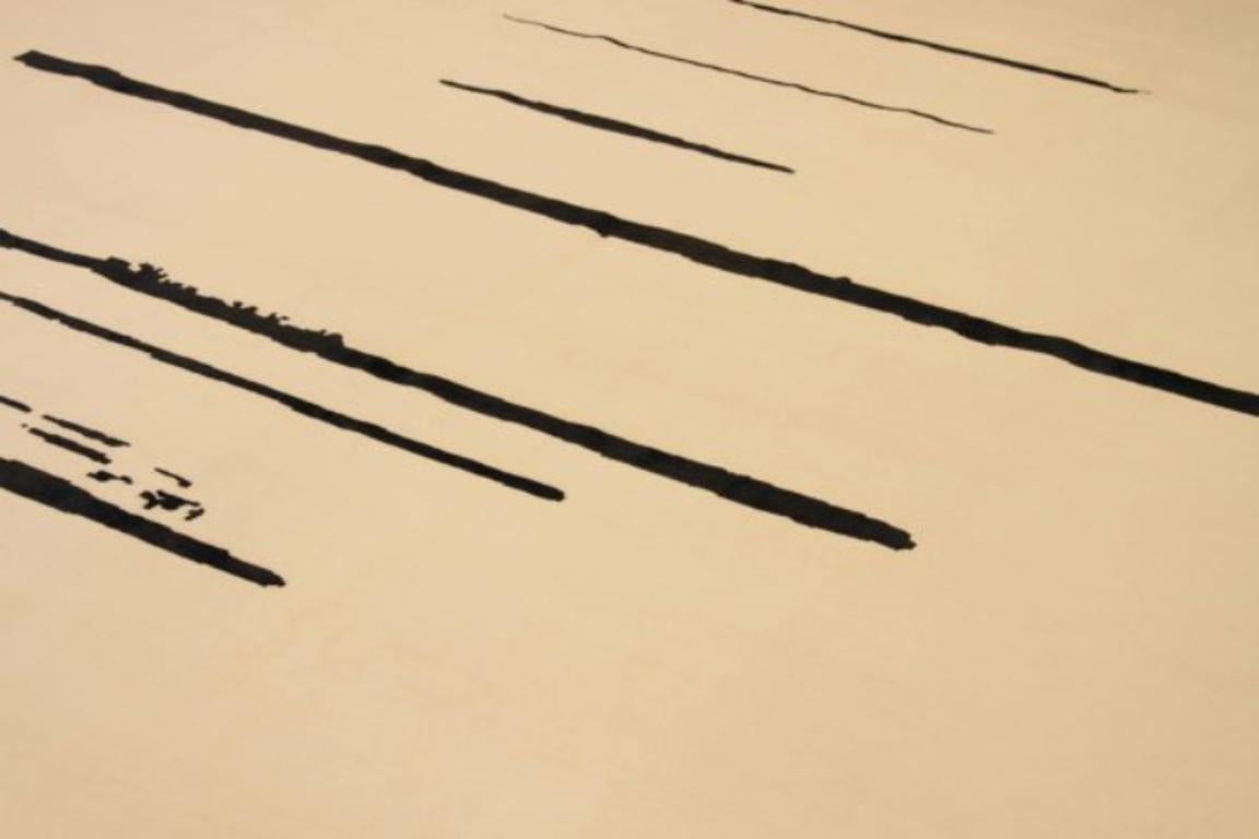 Indien Tapis Inde Circa 1990 - Laine Noir Design/One - 91725 en vente