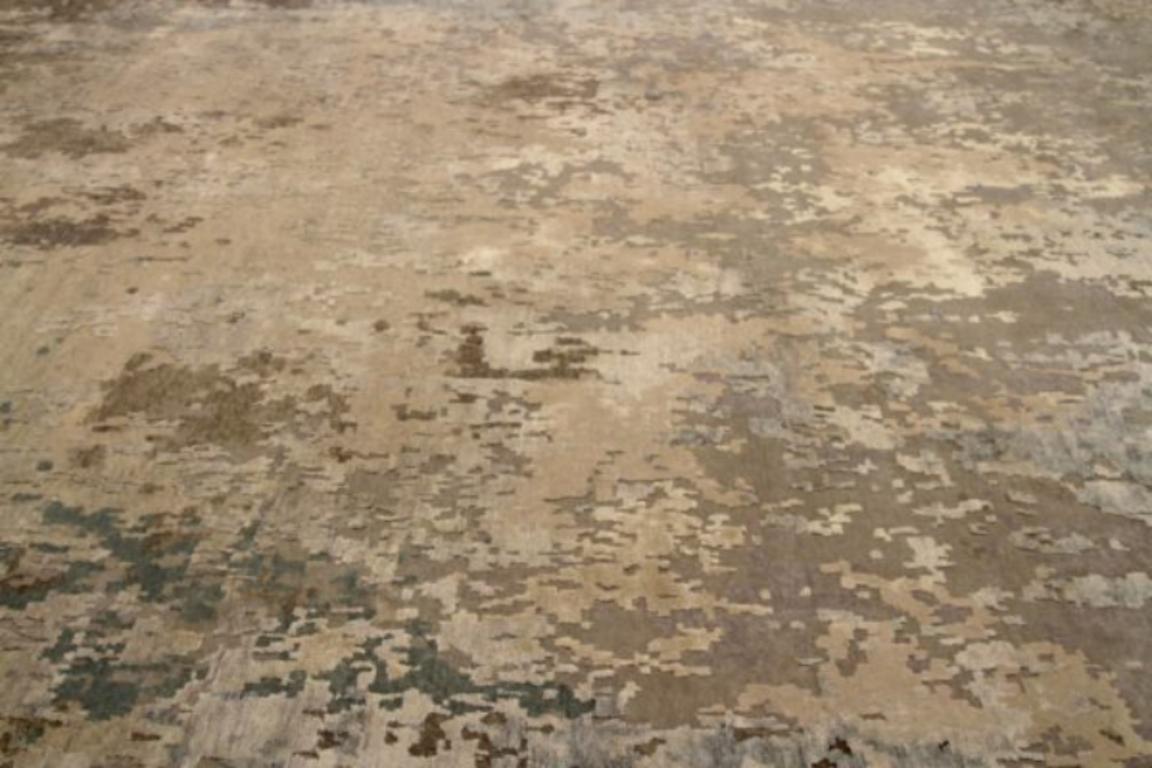 Indien Over Size Teppich CIRCA 1990 - Wolle Braun Elfenbein Taupe Design - 91646 (Moderne) im Angebot