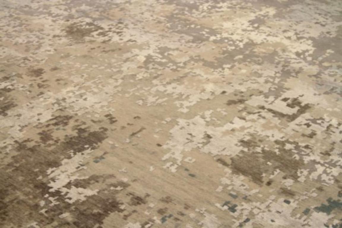 Indien Over Size Teppich CIRCA 1990 - Wolle Braun Elfenbein Taupe Design - 91646 (Indisch) im Angebot