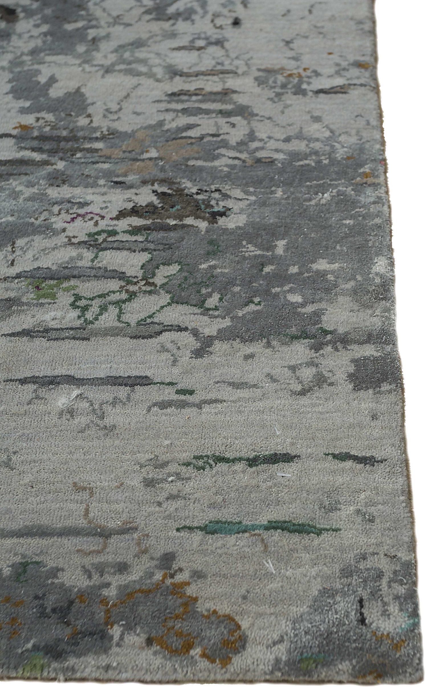 India Over Size-Teppich Circa 1990 - Wolle Grau Elfenbein Rosa Rot Design - 90617 (Indisch) im Angebot