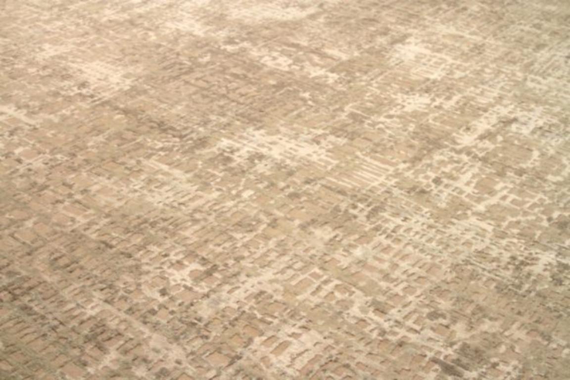 India Over Size-Teppich Circa 1990 - Wolle Elfenbein Taupe Design - 91696 im Zustand „Hervorragend“ im Angebot in Dallas, TX