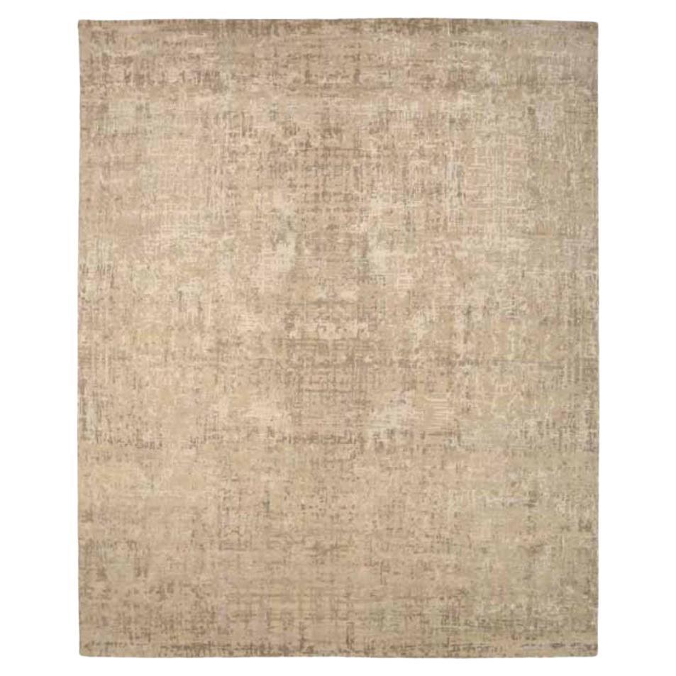 India Over Size Rug Circa 1990 - Wool Ivory Taupe Design - 91696
