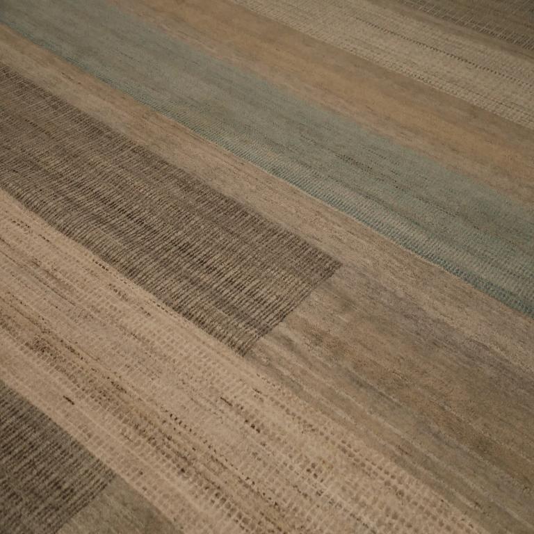 Indien Over Size Teppich - Wolle Blau Braun Elfenbein Design - 98062 (Handgewebt) im Angebot