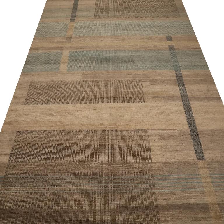 Indien Over Size Teppich - Wolle Blau Braun Elfenbein Design - 98065 (Moderne) im Angebot