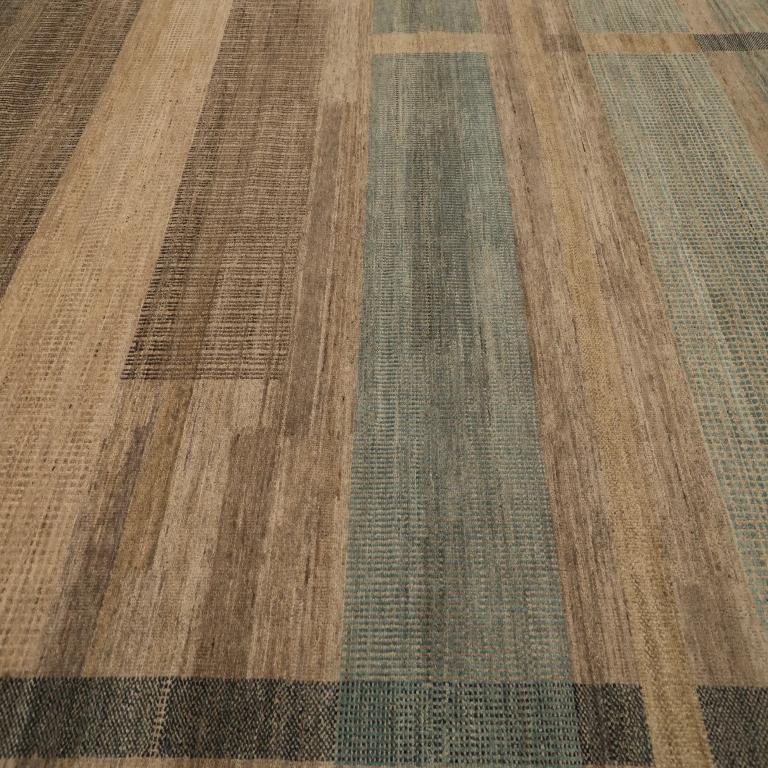 Indien Over Size Teppich - Wolle Blau Braun Elfenbein Design - 98065 (Indisch) im Angebot