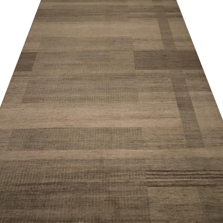 India Over Size Teppich - Wolle Braun Elfenbein Design - 98066 (Moderne) im Angebot