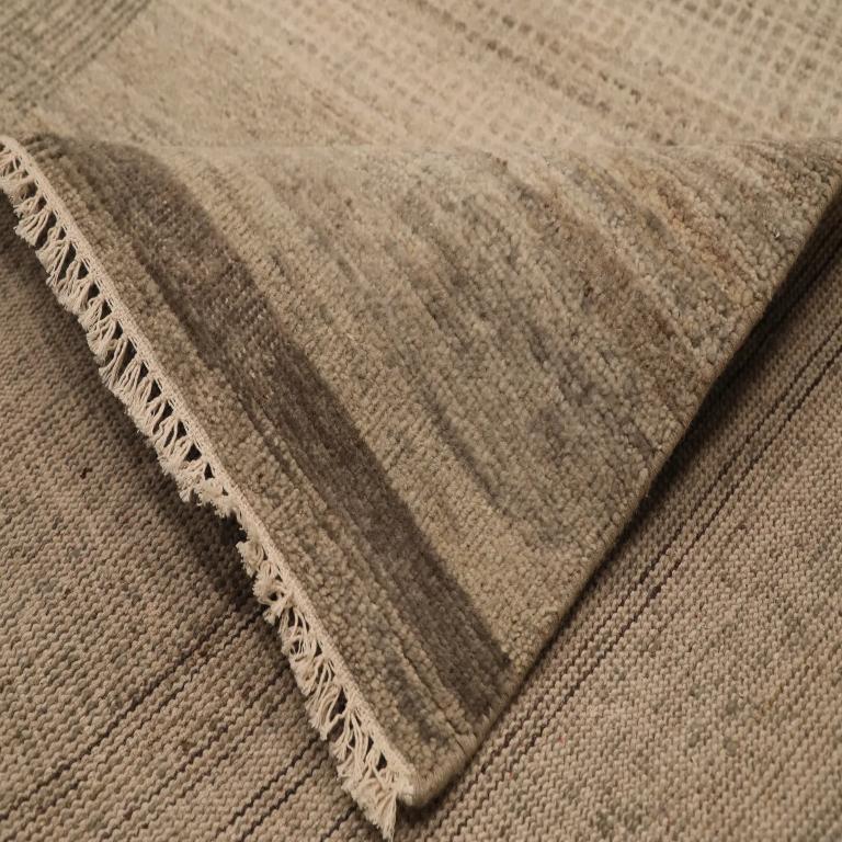 India Over Size Teppich - Wolle Braun Elfenbein Design - 98066 (Handgewebt) im Angebot