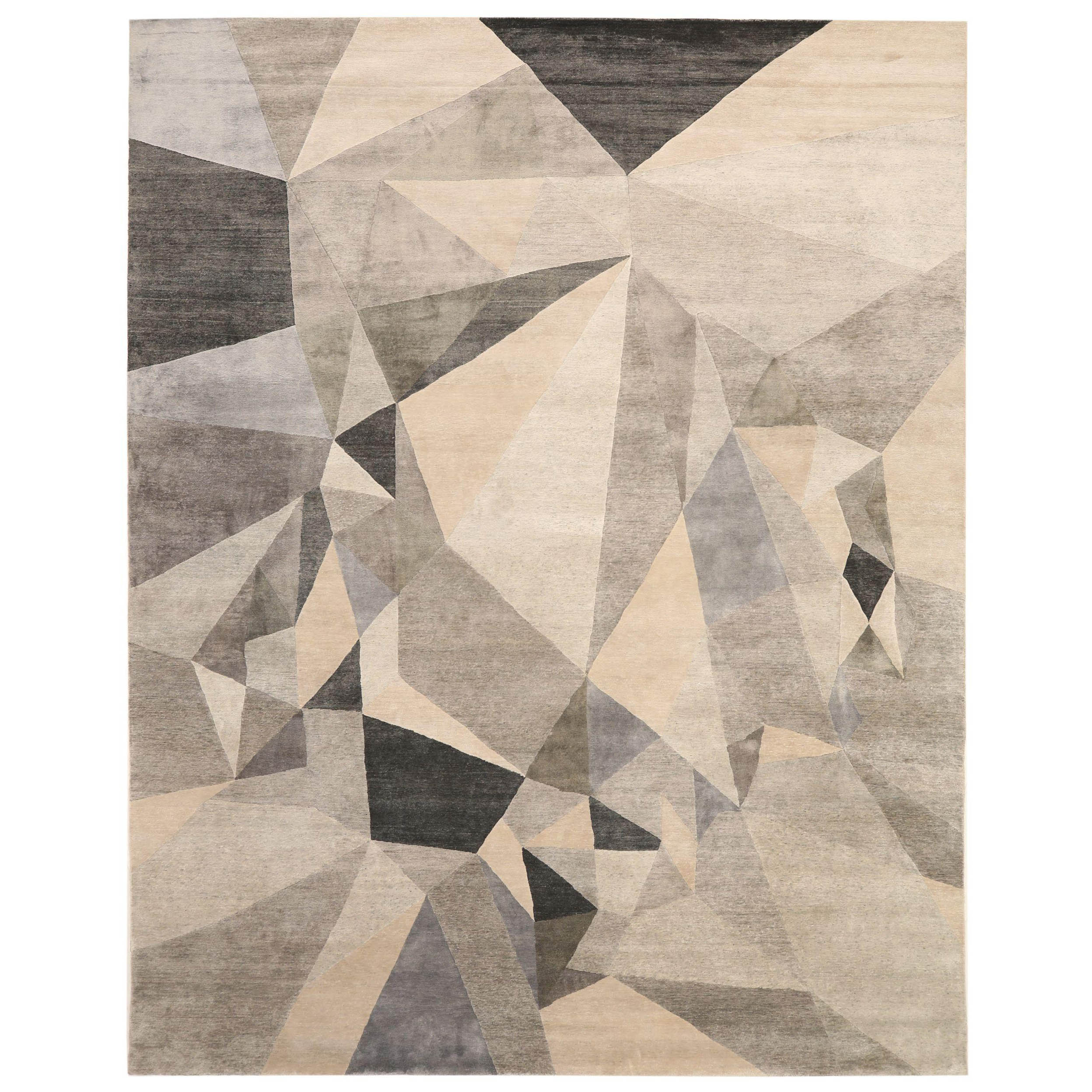 India Over Size Teppich - Wolle Braun Elfenbein Taupe Design - 93753