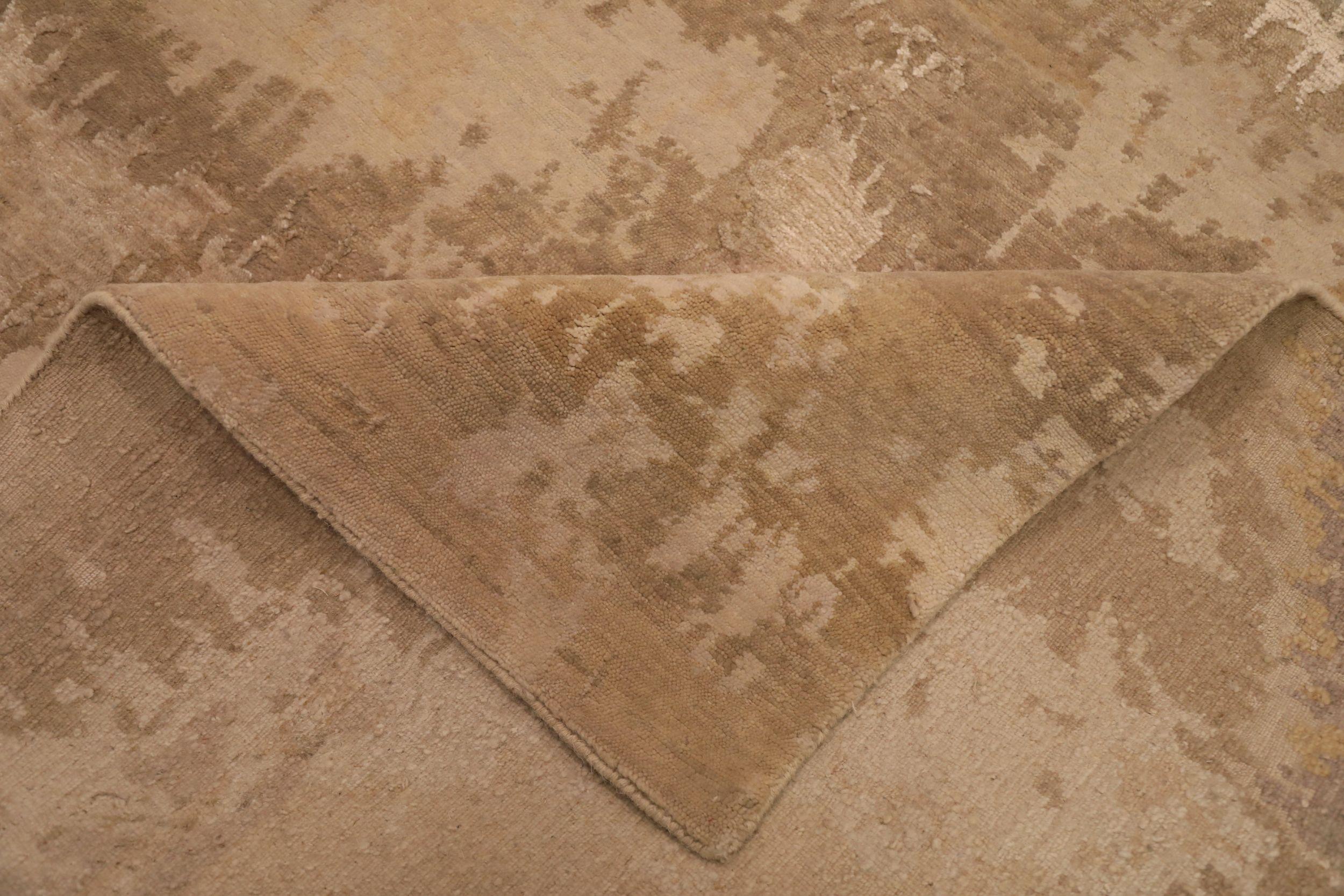 India Over Size Teppich - Wolle Braun Elfenbein Taupe Gelb Design - 93752 (Indisch) im Angebot