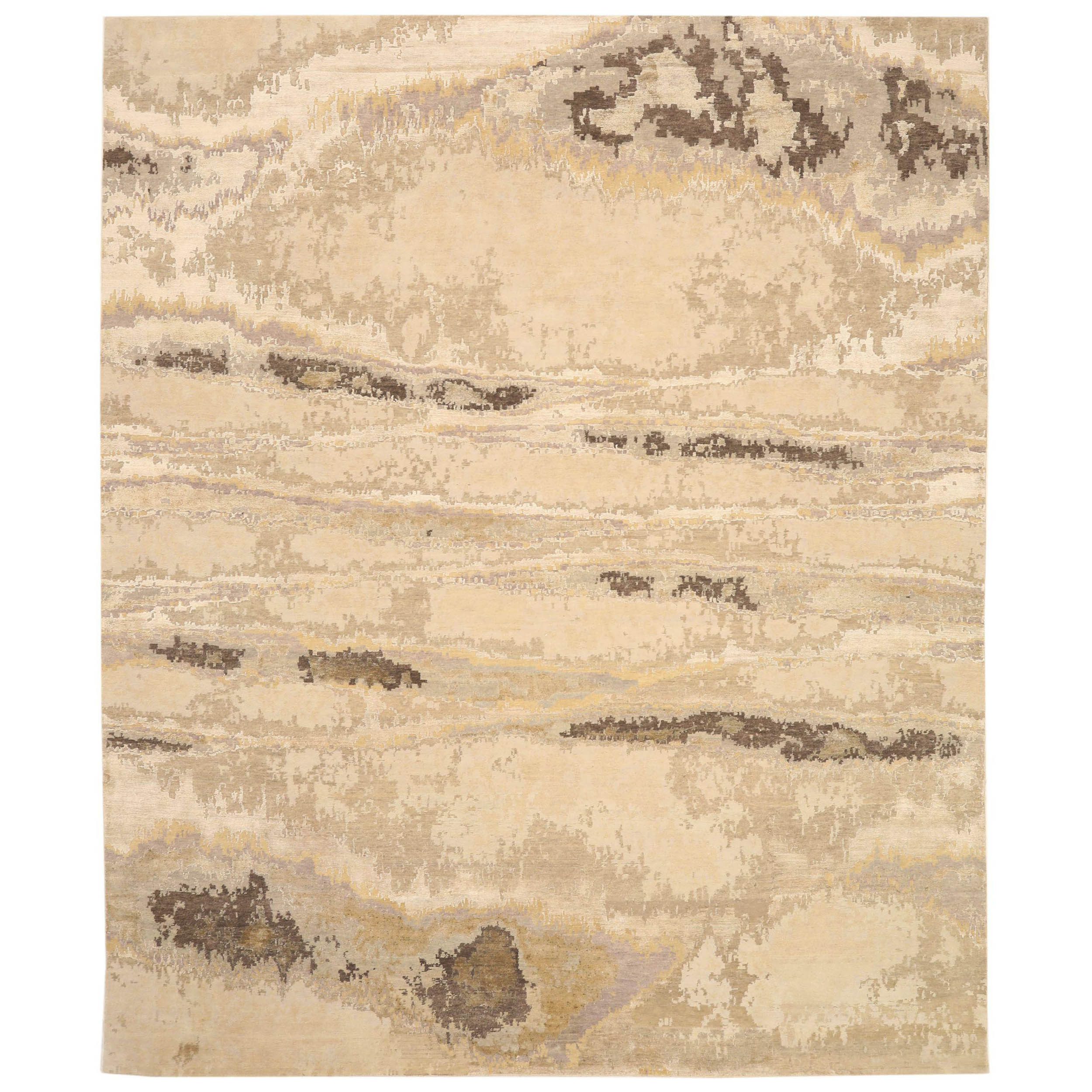 India Over Size Teppich - Wolle Braun Elfenbein Taupe Gelb Design - 93752