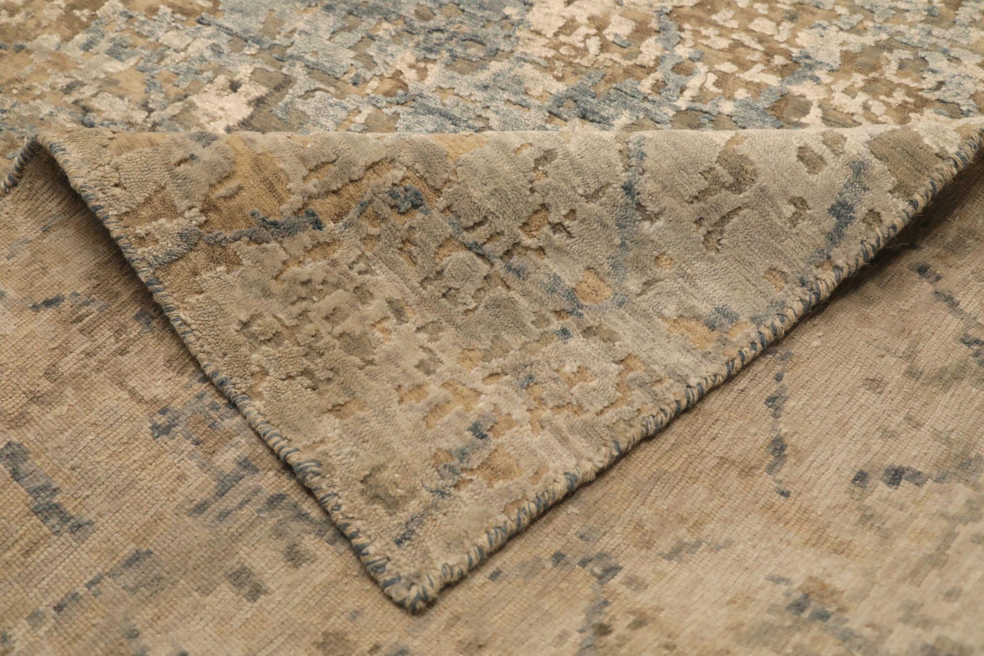 Indiano Tappeto India Over Size - Lana marrone sfumature di grigio / argento - 97319 in vendita