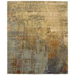 Indien Over Size Teppich - Wolle Grau Grün Elfenbein Gelb Design - 93750