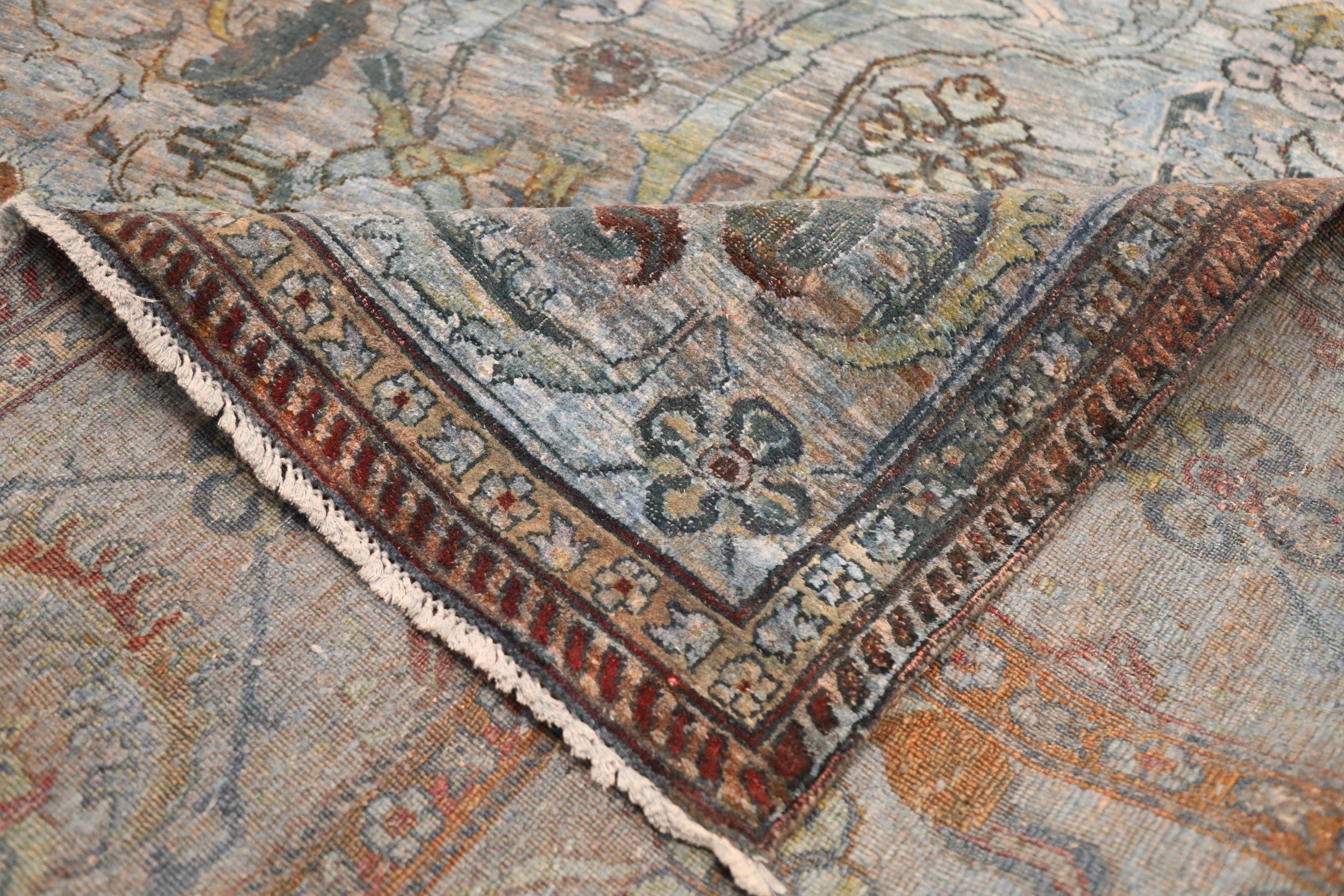 Indien Tapis de sol India Overdye - Laine Bleu Brown Design - 93871 en vente