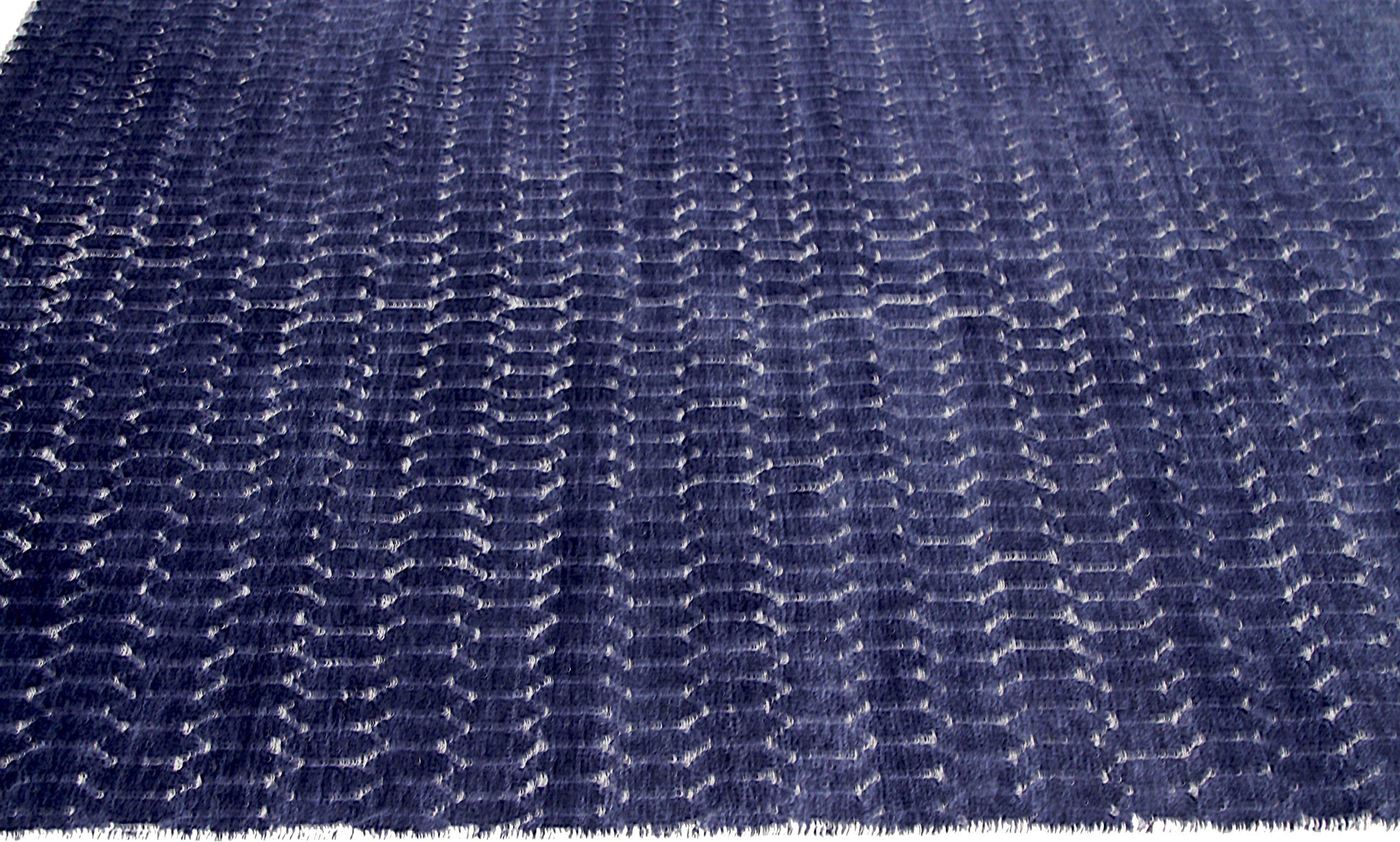Indian India Prussian Small Rug Circa 1990 - Wool Blue Ivory Design - 90603 For Sale