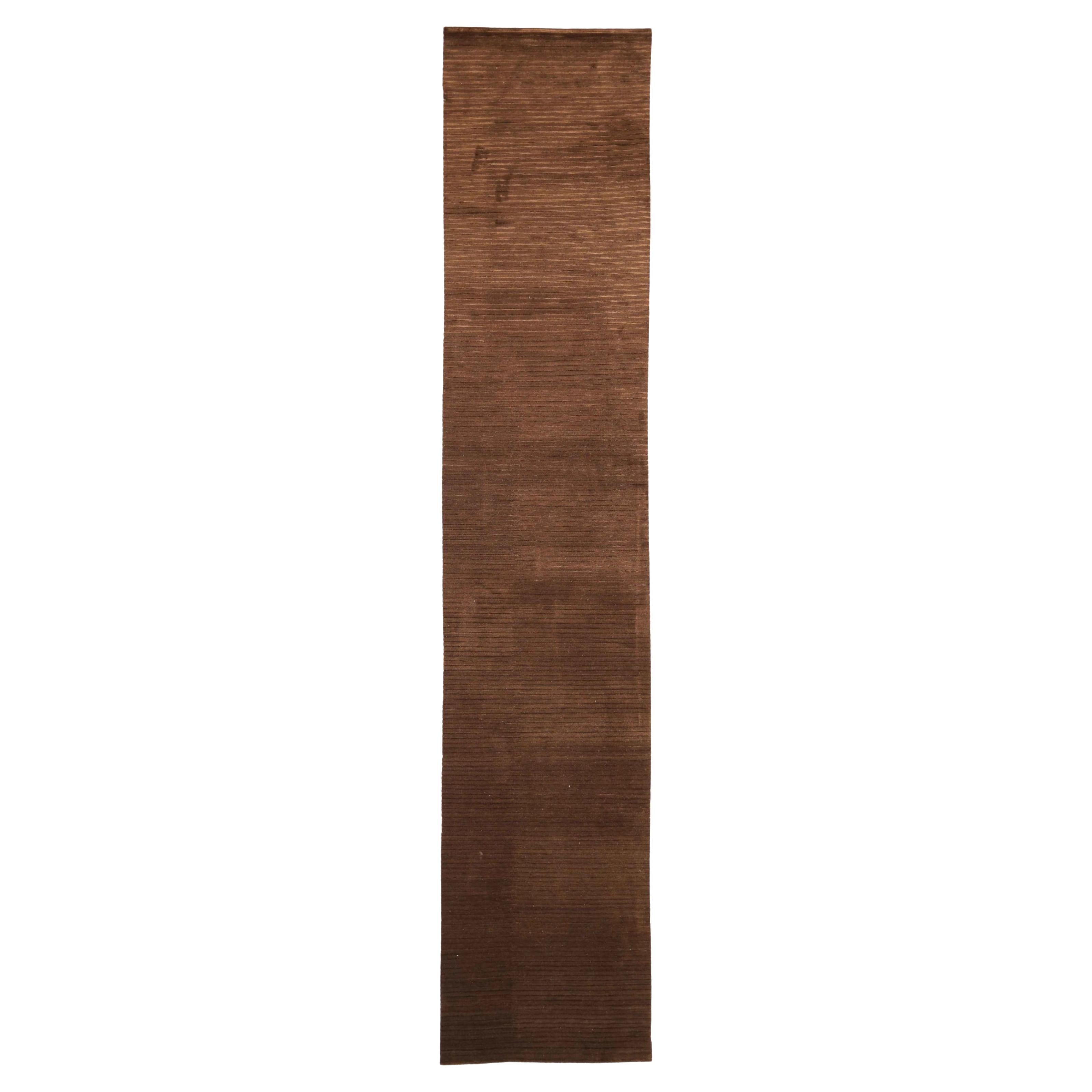 Indien Läufer Teppich CIRCA 1990 - Wolle Brown Design - 91750 im Angebot